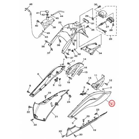 Cache Latérale Boomerang Gris clair Gauche pour Yamaha Tmax 500 08-11