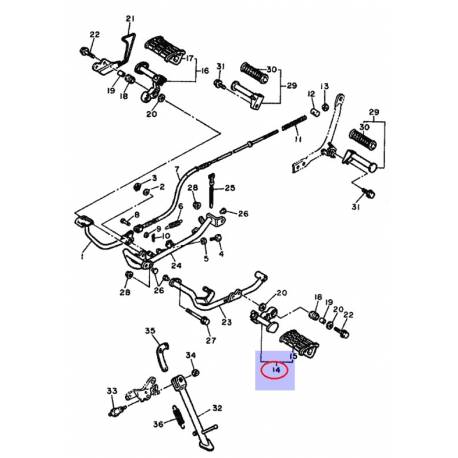 Repose Pied Avant Gauche pour Yamaha XV 535 Virago de 1988