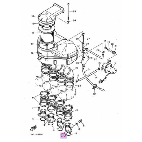 Pipe d'admission pour Yamaha FZ750 de 1986 et FZX750 de 1987 à 1993