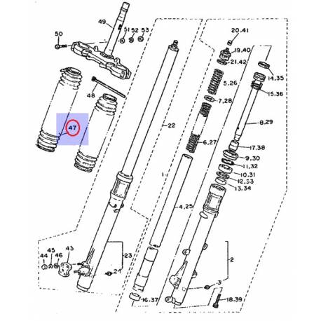 Soufflet de fourche rouge pour Yamaha XTZ 600 de 1988 à 1990 et XTZ 500 de 1988 à 1989