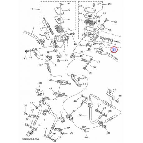 Levier de Frein Gauche pour Yamaha Tmax 500 08-11, Tmax 530 12-14, Majesty 400 08-11