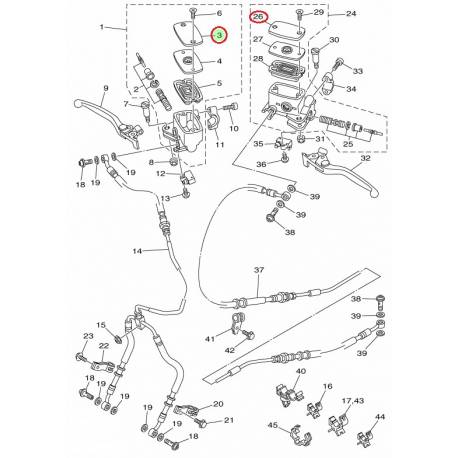Capot de Maitre Cylindre Droit et Gauche pour Yamaha Tmax 500 08-11, Tmax 530 12-14, Majesty 400 09-11 