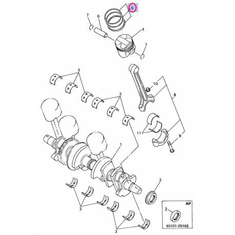 Jeu de Segments standard pour Yamaha FZR 600 R 94-95, YZF 600 R Thundercat 96-02, FZS 600 Fazer 98-03