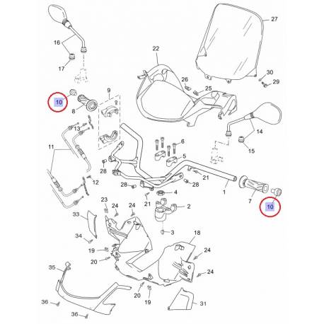 Embout de guidon pour Yamaha Xmax 125 06-09 et Xmax 250 05-09