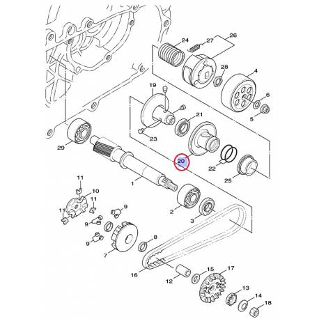 Poulie coulissante secondaire pour Yamaha Cygnus 125 de 1999 à 2010