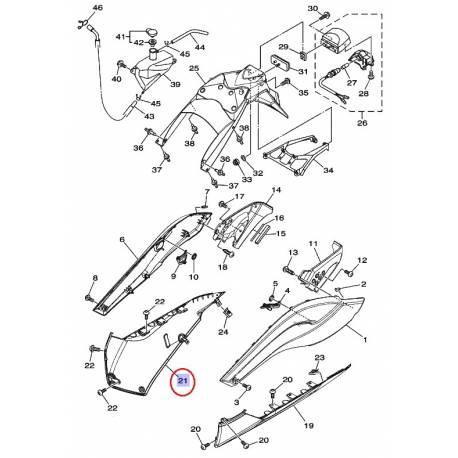 Bas de caisse droit gris clair brillant pour Yamaha Tmax 500 de 2008 à 2011