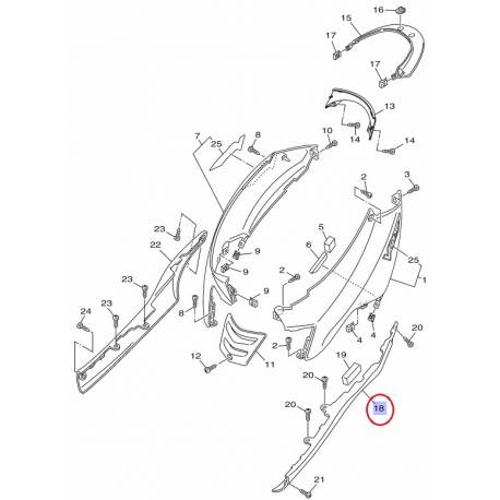 Cache latérale gauche noir pour Yamaha Vity 125 de 2008 à 2014