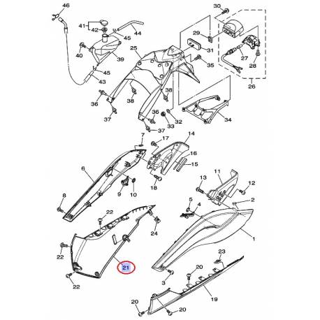 Bas de caisse gris mat droit pour Yamaha Tmax de 2008 à 2011