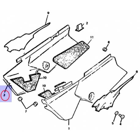 Cache arrière latéral droit violet pour Yamaha DT50R de 1991 à 1992