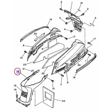 Cache central sous selle pour Yamaha Cygnus 125 de 88 à 90 et Beluga 125 de 90 à 93