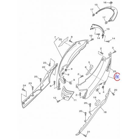 Cache arrière latéral gauche noir brillant pour Yamaha Vity 125 de 2008 à 2014