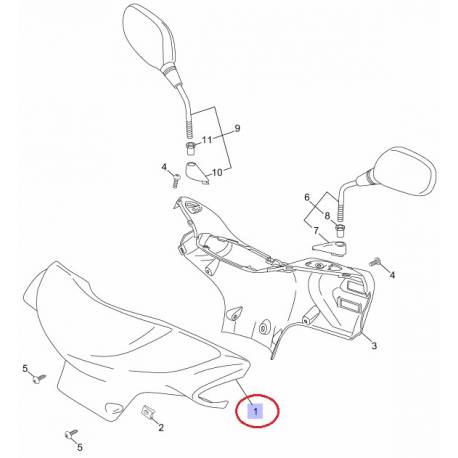Cache guidon gris mat Yamaha Neo's 50 de 2011 à 2014