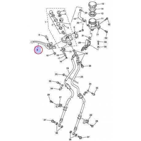 Levier de frein avant droit pour Yamaha YZF-R de 2003 à 2004