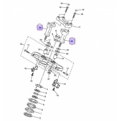 Support inferieur de guidon droit ou gauche pour Yamaha FZ1 N et S de 2006 à 2012