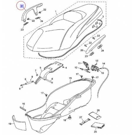 Poignée de maintient passager gris brillant pour Yamaha Xmax 125 de 2006 à 2009 et Xmax 250 de 2008 à 2009