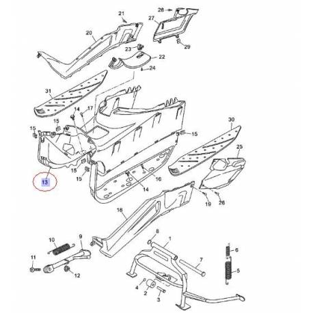Marche Pied centrale pour Yamaha Xmax 125 de 2006 à 2009 et Xmax 250 de 2005 à 2009