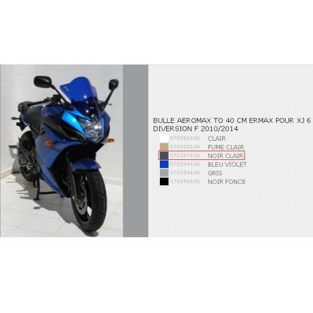 Bulle Ermax Aeromax 40 cm noir clair pour Yamaha XJ6 Diversion F de 2010 à 2014