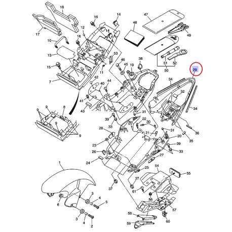 Cache sous selle arrière inférieur Blanc pour Yamaha YZF R6 de 2008 à 2014