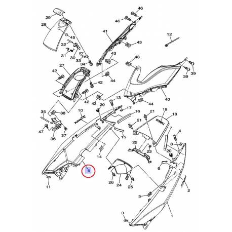 Cache latéral arrière droit gris pour Yamaha Tmax 500 de 2008