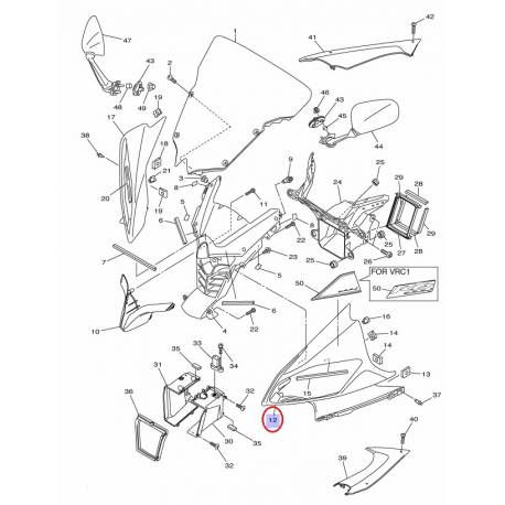 Tête de fourche côté gauche rouge pour Yamaha YZF R6 de 2008 à 2014
