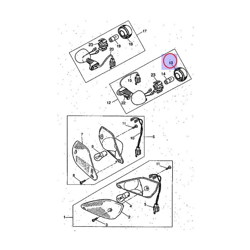 Cabochon Clignotant Avant Droit Honda SFX50 1996-2001 - Référence 33401GBM850 - Neuf D'origine
