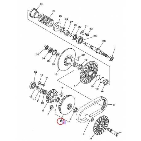 Joue de variateur pour Yamaha Tmax 500 de 2005