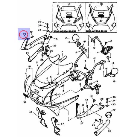 Intérieur tête de fourche New Black Blue pour Yamaha FZR1000 de 1991 à 1993 