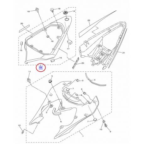 Coque arrière Blanche pour Yamaha YZF-R6 de 2008 à 2014