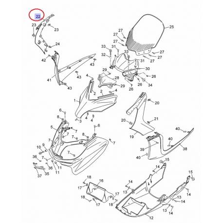 Cache Avant Latéral Droit Gris Mat Clair pour Yamaha Xmax 125 et 250 de 2011 à 2013