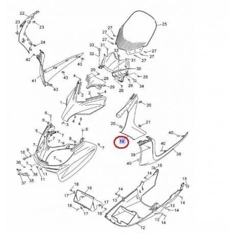 Cache avant latéral gris mat gauche pour Yamaha Xmax 125 et 250 de 2010 à 2011