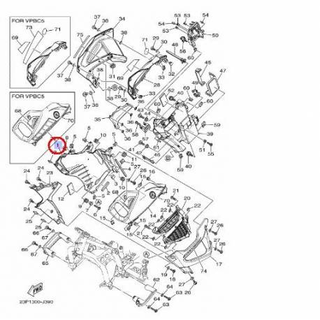 Intérieur d'écope avant droite pour Yamaha XT1200Z de 2010 à 2015