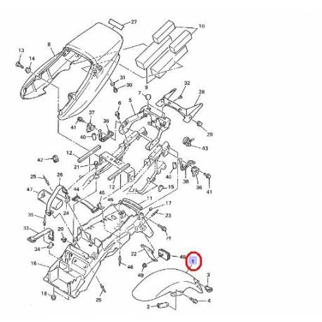 Garde boue avant bleu pour Yamaha XJR1300 de 1999