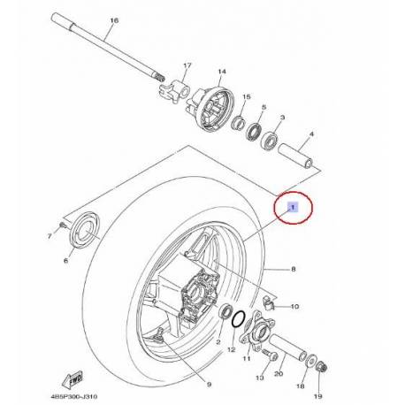 Roue arrière Noir pour Yamaha Tmax 500 ABS de 2011