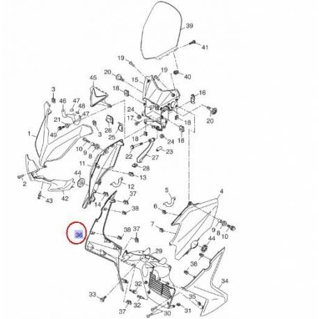 Cache latérale avant droit noir mat pour Yamaha Xmax 125, 250 et 400 de 2013 à 2016