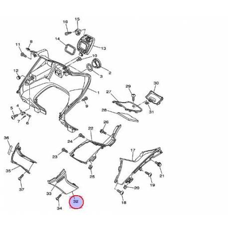 Moulure sous clignotant gauche noir brillant pour Yamaha Tmax 500 de 2004 à 2005