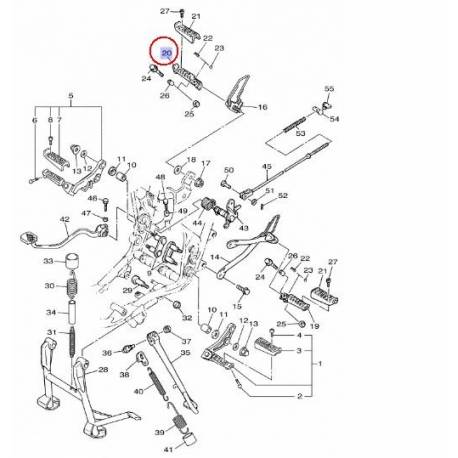 Repose pied passager droit pour Yamaha SR400 de 1997 à 2014, XJ600 N/S de 1993 à 2002, TDM 850 de 1996 à 2001