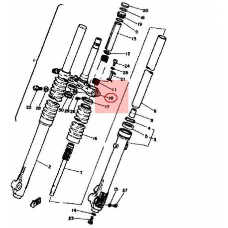 Té de fourche inférieur pour Yamaha XT 250 de 1981 à 1983
