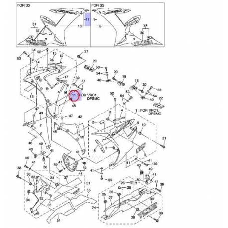 Panneau carenage avant droit rouge pour YAMAHA R1 de 2003