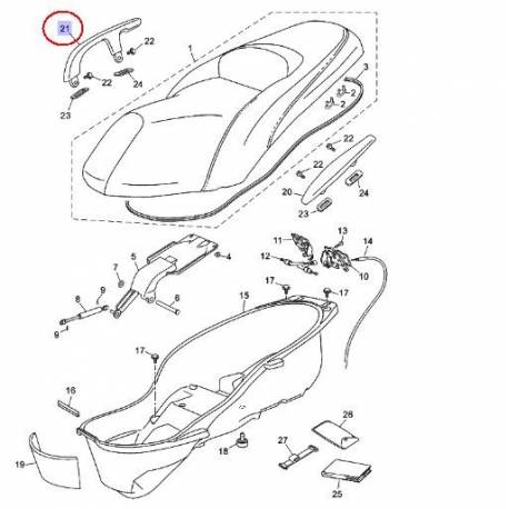 Poignée de maintient passager droit pour Yamaha Xmax 125 de 2006 à 2009 et Xmax 250 de 2008 à 2009