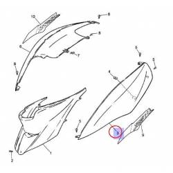 Cache latéral arrière gauche rouge pour Yamaha CS 50 Jog'R de 2002 à 2004