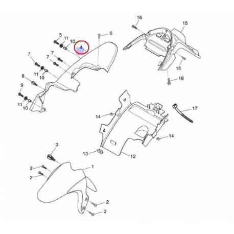 Garde boue arrière pour Yamaha Maxter 125 de 2001 à 2002  