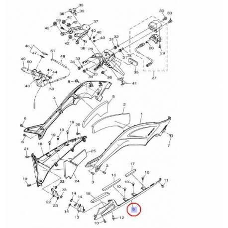 Bas de caisse gauche noir brillant pour Yamaha Tmax 530 de 2012 