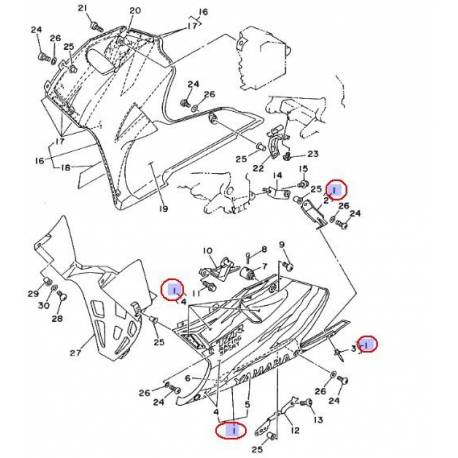 Cache latéral avant gauche blanc pour Yamaha TZR 125 de 1995 et de 1997