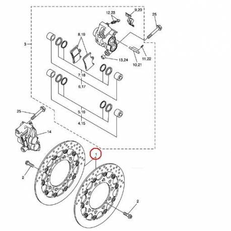 Disque avant droit ou gauche pour Yamaha YZF R1 de 2004 à 2006