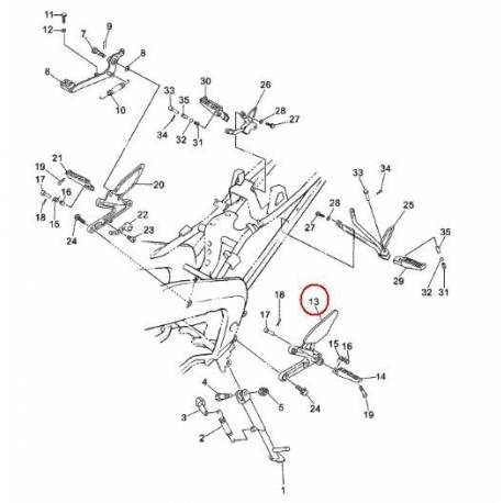 Platine repose pied gauche conducteur pour Yamaha TZR 50 de 2003 à 2012