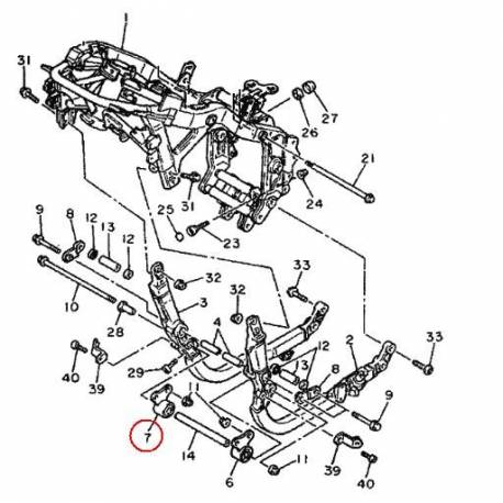 Support moteur droit pour Yamaha FJ 1200 de 1991 à 1993 